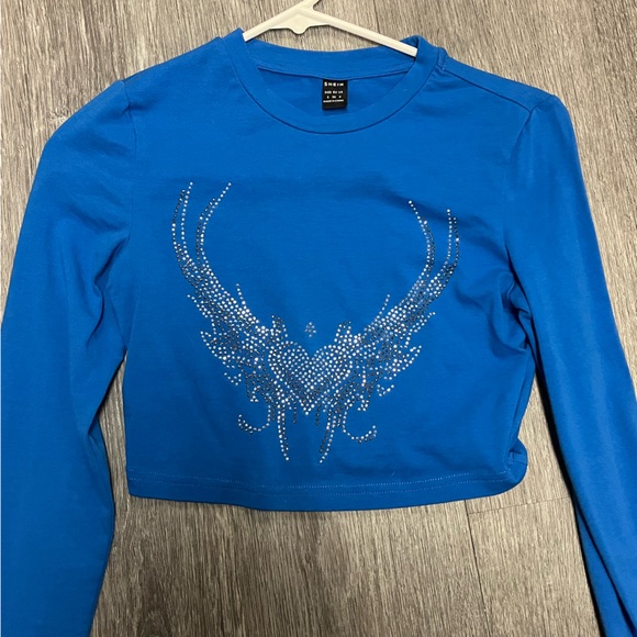 SHEIN BLUE CROPPED TOP Y2K - Picture 1 of 3